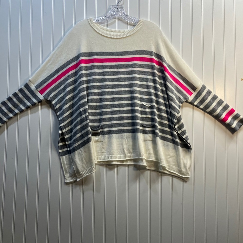 Mer Sea & Co Catalina Sweater Women White Grey‎ Pink Striped Knit Tunic One Size